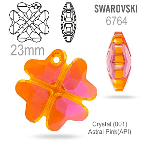 SWAROVSKI 6764 CLOVER Pendant barva Crystal (001) Astral Pink (API) velikost 23mm.