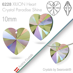 Swarovski XILION Heart 6228. Barva Crystal Paradise Shine. Velikost 10mm