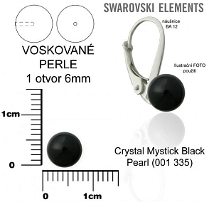 SWAROVSKI 5818 Voskované Perle 1otvor barva CRYSTAL MYSTIC BLACK PEARL velikost 6mm.