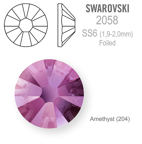 SWAROVSKI FOILED velikost SS6 barva AMETHYST 