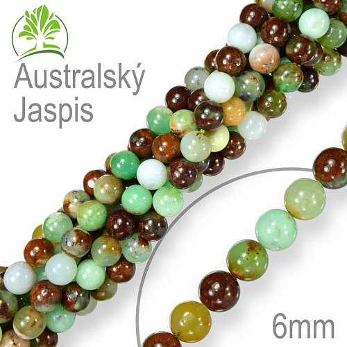 Korálky z minerálů  Australský Jaspis . Velikost pr.6mm. Balení 12Ks.