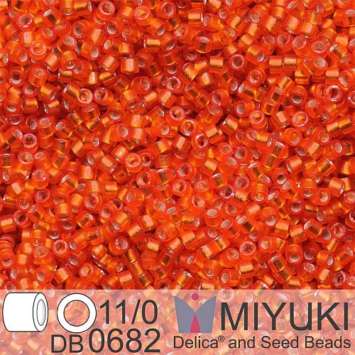 Korálky Miyuki Delica 11/0. Barva Dyed SF S/L Dk Orange  DB0682. Balení 5g.