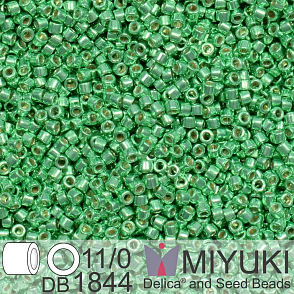 Korálky Miyuki Delica 11/0. Barva Duracoat Galvanized Dark Mint Green DB1844. Balení 5g