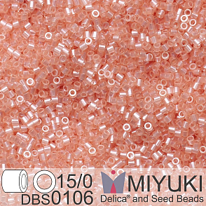 Korálky Miyuki Delica 15/0. Barva DBS 0106 Shell Pink Luster. Balení 2g.