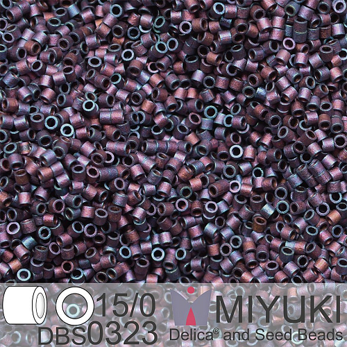 Korálky Miyuki Delica 15/0. Barva DBS 0323 Matte Metallic Copper Rainbow Iris. Balení 2g.