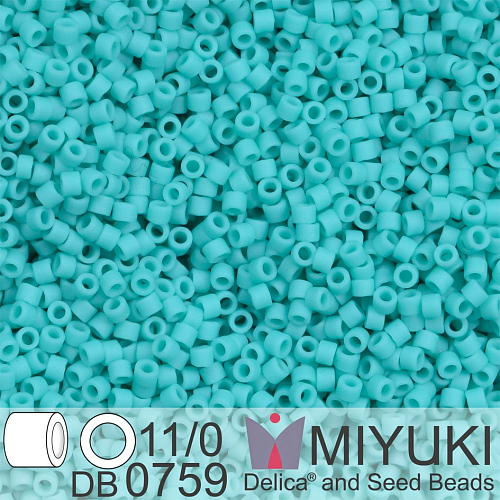 Korálky Miyuki Delica 11/0. Barva Matte Opaque Turquoise Green DB0759. Balení 5g