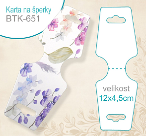 KARTA na šperky BTK 651. Velikost karty 12x4,5cm. Materiál PAPÍR.