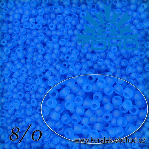 Korálky TOHO tvar ROUND (kulaté). Velikost 8/0. Barva č. 3CF-Transparent-Frosted Dark Aquamarine . Balení 10g.