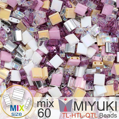 Korálky MIYUKI směs tvar TL-HTL-QTL BEADS . Barva MIX 60 Purple Surprise . Balení 5g.