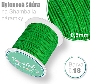 Nylonová šňůra na Shamballa náramky průměr nitě 0,5mm. Barva č.18 Zelená