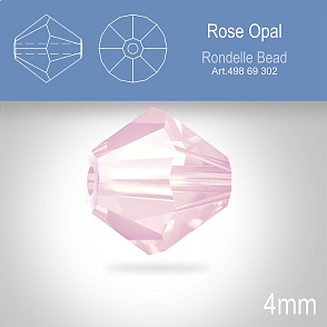 PRECIOSA Bicone MC BEAD (sluníčko) velikost 4mm. Barva ROSE OPAL. Balení 30ks .