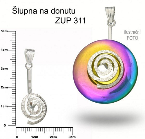 Šlupna na donuty ozn. ZUP 311. Velikost 40x30mm. Materiál bižuterní kov + PLatina