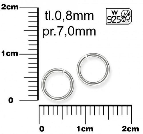 Spojovací kroužek . Velikost 0,8x7,0mm. Materiál STŘÍBRO AG925.