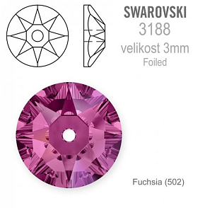 Swarovski 3188 XIRIUS Lochrose našívací kameny velikost pr.3mm barva Fuchsia