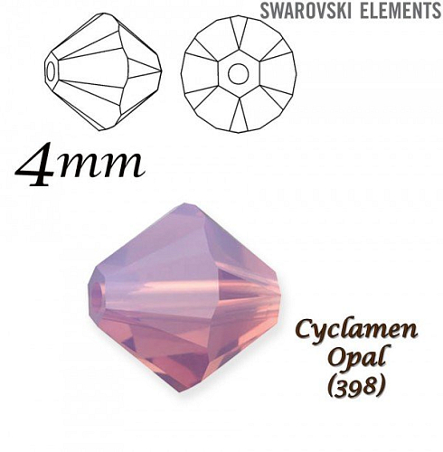 SWAROVSKI XILION BEAD 5328 barva CYCLAMEN OPAL velikost 4mm. Balení 20Ks