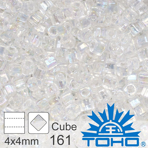 Korálky TOHO Cubes 6/0. Barva 161 Transparent-Rainbow Crystal . Balení 10g. 