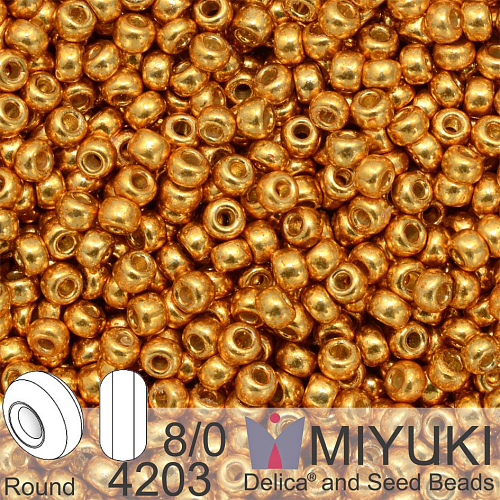 Korálky Miyuki Round 8/0. Barva 4203 Duracoat Galvanized Yellow Gold. Balení 5g