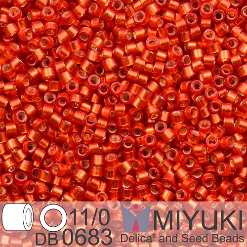 Korálky Miyuki Delica 11/0. Barva Dyed SF S/L Red Orange  DB0683. Balení 5g.