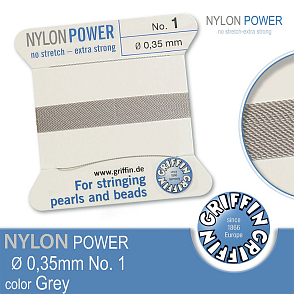 NYLON Power velmi pevná nit GRIFFIN síla nitě 0,35mm barva Grey