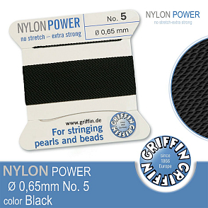 NYLON Power velmi pevná nit GRIFFIN síla nitě 0,65mm Barva Black