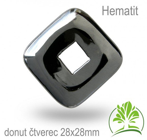 Hematit čtverec donut-o pr. 28x28mm tl.5,5mm.