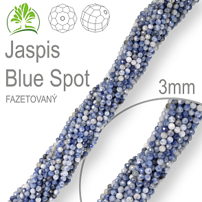 Korálky z minerálů Jaspis Blue Spot Fazetovaný polodrahokam. Velikost pr.3mm. Balení 130Ks.