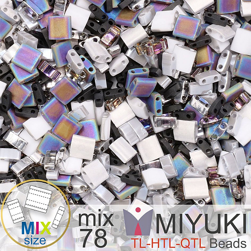 Korálky MIYUKI směs tvar TL-HTL-QTL BEADS . Barva MIX 78 Night-Day. Balení 5g.