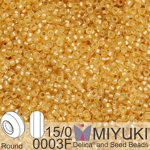 Korálky Miyuki Round 15/0. Barva 0003F Matte Silverlined Gold. Balení 5g