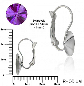 Náušnice mechanická na komponenty Swarovski RIVOLI. Barva rhodium . Velikost 14mm. 