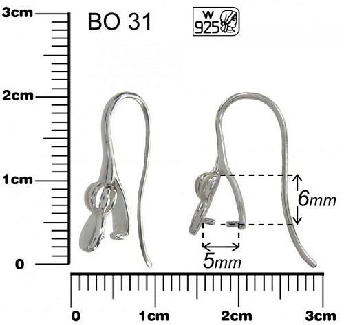 NÁUŠNICE ozn. BO 31. Materiál STŘÍBRO AG925.váha 0,74g.