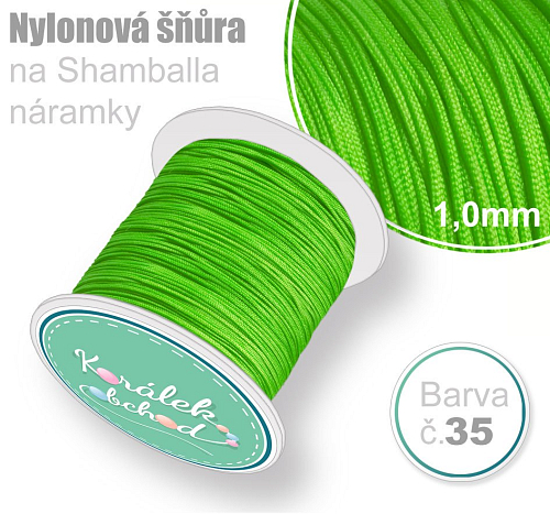 Nylonová šňůra na Shamballa náramky průměr nitě 1,0mm. Barva č.35 Zelená