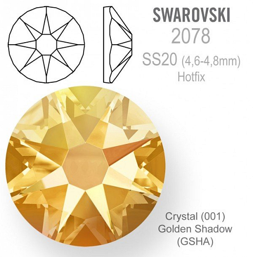 SWAROVSKI xirius rose HOTFIX 2078 velikost SS20 barva Crystal Golden Shadow 