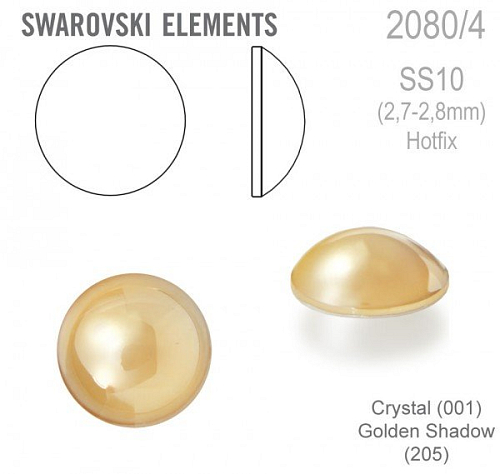 Swarovski 2080/4 Cabochon Round velikost SS10 barva Crystal Golden Shadow Hotfix