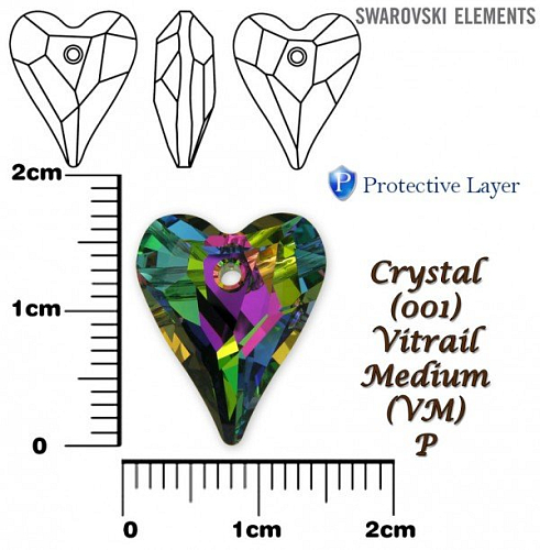 SWAROVSKI 6240 Wild Heart Pendant barva CRYSTAL VITRAIL MEDIUM (VM)+P velikost 17mm. 