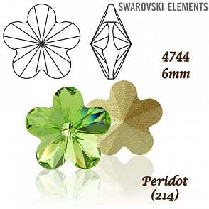 SWAROVSKI ELEMENTS Flower Fancy 4744 barva PERIDOT (214) velikost 6mm