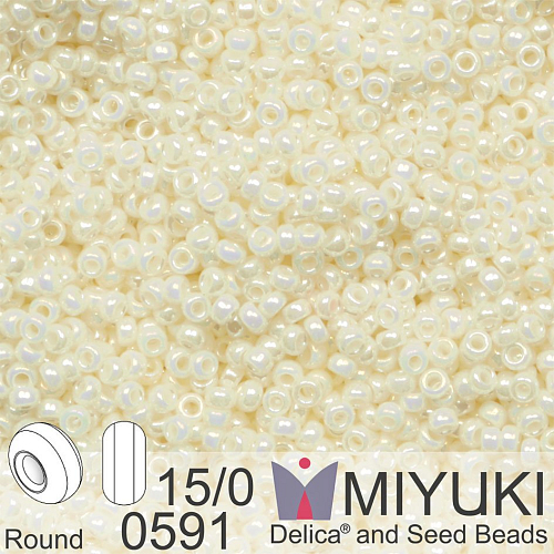Korálky Miyuki Round 15/0. Barva 0591 Ivory Pearl Ceylon. Balení 5g