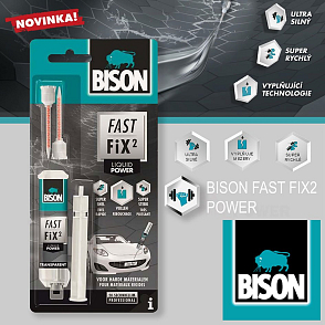 BISON FAST FIX POWER. Extrémě rychlé a silné dvousložkové lepidlo nové generace. Univerzální použití.