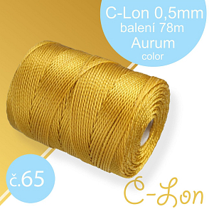 Nylonová nit C-Lon pevná korálková nit. Barva 65 Aurum. Síla nitě 0,5mm. Balení 78m na cívce.