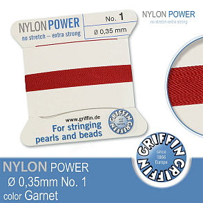NYLON Power velmi pevná nit GRIFFIN síla nitě 0,35mm barva Garnet