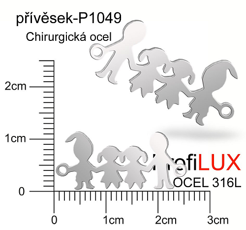 Přívěsek Chirurgická Ocel ozn-P1049 Rodinka 2x očko velikost 25x12mm. Řada přívěsků ProfiLUX