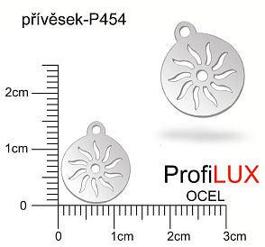 Přívěsek Chirurgická Ocel ozn-P454 Medailon SLUNCE velikost 12x14mm tl.1,1mm. Řada přívěsků ProfiLUX.