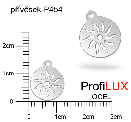Přívěsek Chirurgická Ocel ozn-P454 Medailon SLUNCE velikost 12x14mm tl.1,1mm. Řada přívěsků ProfiLUX.