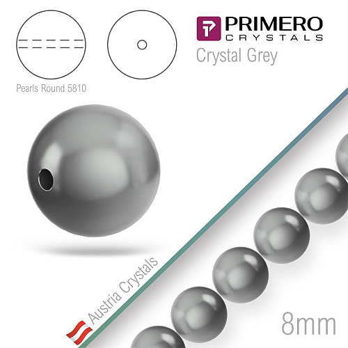 Korálky PRIMERO Crystals 5810. Barva Crystal Grey. Velikost 8mm