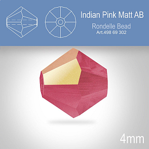 PRECIOSA Bicone MC BEAD (sluníčko) velikost 4mm. Barva INDIAN PINK AB MATT. Balení 30ks .