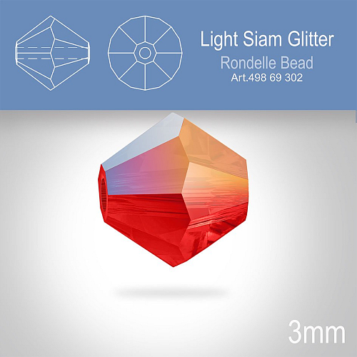 PRECIOSA Bicone (sluníčko) velikost 3mm. Barva LIGHT SIAM GLITTER. Balení 40ks