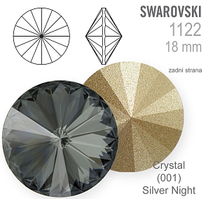 Swarovski Rivoli 1122 barva Crystal (001) Silver Night (SINI) velikost 18mm. 