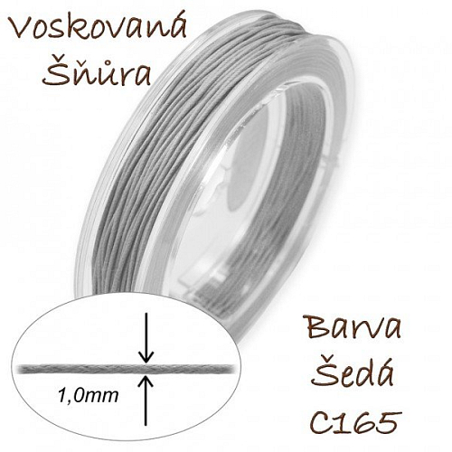 Voskovaná šňůra-síla 1,0mm v barvě šedé číslo C165