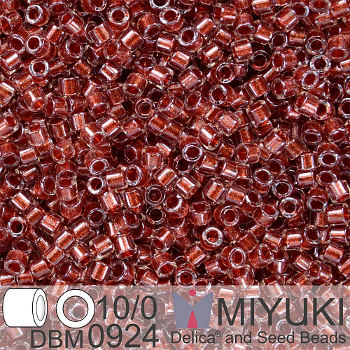 Korálky Miyuki Delica 10/0. Barva Spkl Cranberry Lined Crystal DBM0924. Balení 5g.