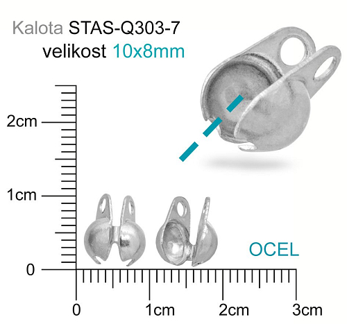 Kalota OCEL ozn.-STAS-Q303-7. velikost 10x8mm.