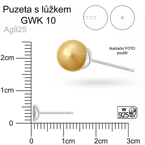 NÁUŠNICE ozn. GWK 10. Materiál STŘÍBRO AG925.váha 0,19g.